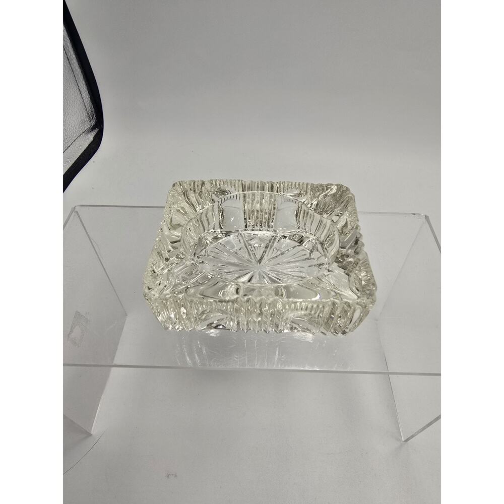 VTG 1950's Art Deco Glass Small Rectangular Ash Tray, Trinket dish, Salt Cellar